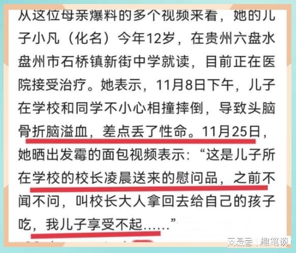 绝了学生校内受伤校长带发霉面包去探病!家长气愤告VR彩票到市场监管(图2)